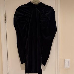Black Velvet Long-Sleeve Evening Dress